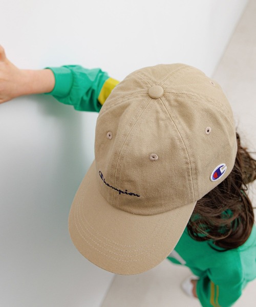 Champion（チャンピオン）の「【Champion(チャンピオン)】別注ツイル&デニムCAP(KIDS)（キャップ・キッズ・チャコール/ベージュ/ネイビー/パープル/ピンク/ブラック/サックスブルー・FREE）」の16枚目の写真