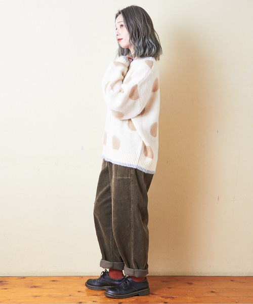 CUBE SUGAR（キューブシュガー）の「モヘアニットドット柄ジャガードプルオーバー（ニット/セーター・レディース・ネイビー/ナチュラル/ブラック・M）」の5枚目の写真