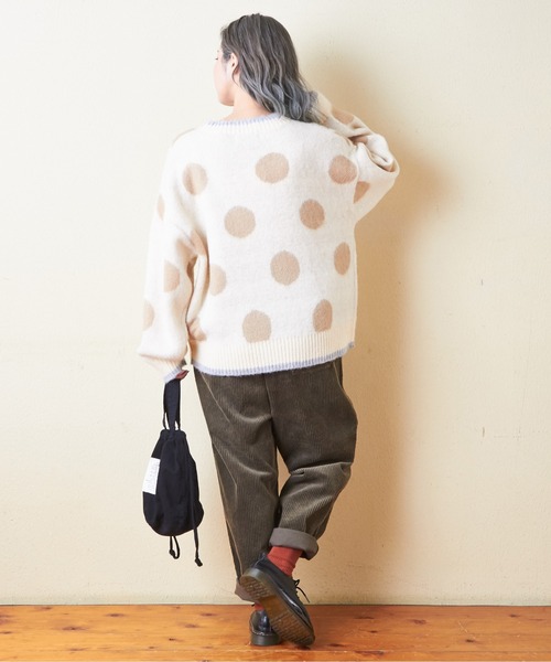 CUBE SUGAR（キューブシュガー）の「モヘアニットドット柄ジャガードプルオーバー（ニット/セーター・レディース・ネイビー/ナチュラル/ブラック・M）」の6枚目の写真