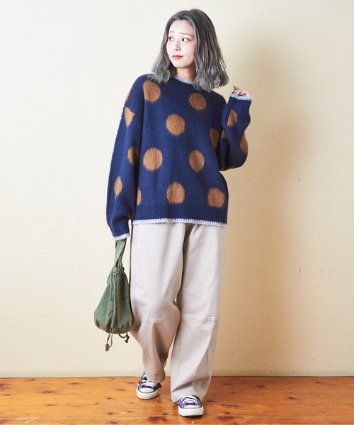 CUBE SUGAR（キューブシュガー）の「モヘアニットドット柄ジャガードプルオーバー（ニット/セーター・レディース・ネイビー/ナチュラル/ブラック・M）」の10枚目の写真