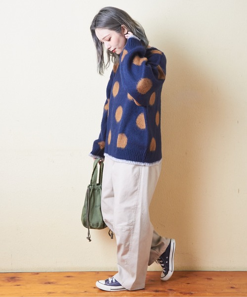 CUBE SUGAR（キューブシュガー）の「モヘアニットドット柄ジャガードプルオーバー（ニット/セーター・レディース・ネイビー/ナチュラル/ブラック・M）」の11枚目の写真