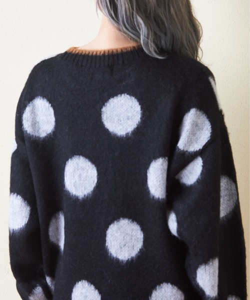 CUBE SUGAR（キューブシュガー）の「モヘアニットドット柄ジャガードプルオーバー（ニット/セーター・レディース・ネイビー/ナチュラル/ブラック・M）」の20枚目の写真