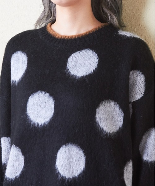 CUBE SUGAR（キューブシュガー）の「モヘアニットドット柄ジャガードプルオーバー（ニット/セーター・レディース・ネイビー/ナチュラル/ブラック・M）」の17枚目の写真