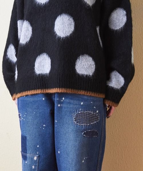 CUBE SUGAR（キューブシュガー）の「モヘアニットドット柄ジャガードプルオーバー（ニット/セーター・レディース・ネイビー/ナチュラル/ブラック・M）」の18枚目の写真