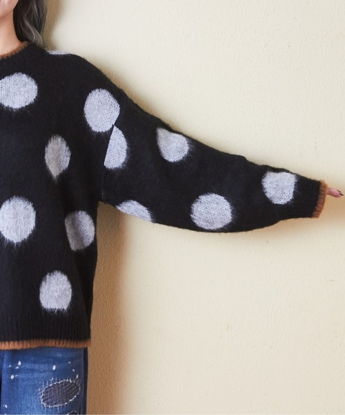 CUBE SUGAR（キューブシュガー）の「モヘアニットドット柄ジャガードプルオーバー（ニット/セーター・レディース・ネイビー/ナチュラル/ブラック・M）」の14枚目の写真
