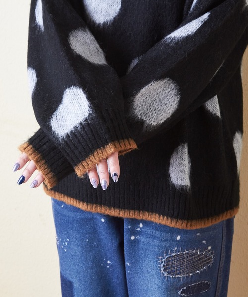 CUBE SUGAR（キューブシュガー）の「モヘアニットドット柄ジャガードプルオーバー（ニット/セーター・レディース・ネイビー/ナチュラル/ブラック・M）」の19枚目の写真