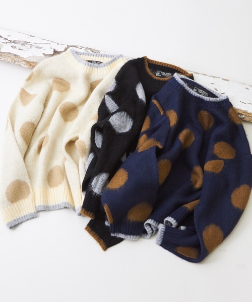 CUBE SUGAR（キューブシュガー）の「モヘアニットドット柄ジャガードプルオーバー（ニット/セーター・レディース・ネイビー/ナチュラル/ブラック・M）」の22枚目の写真