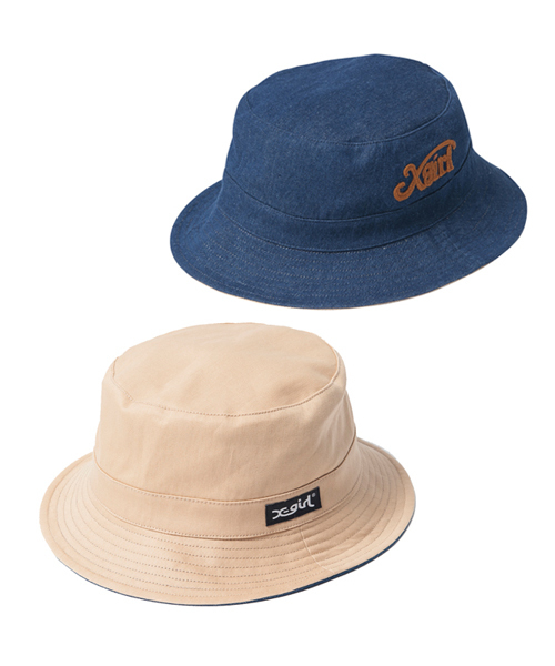 X-girl（エックスガール）の「LOGO REVERSIBLE HAT（ハット・レディース・ブラック/ベージュ・ONE SIZE）」の2枚目の写真