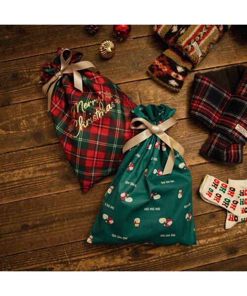 BREEZE（ブリーズ）の「クリスマスギフト巾着 Sサイズ（ラッピングキット・キッズ・レッド/グリーン・SMALL）」の3枚目の写真