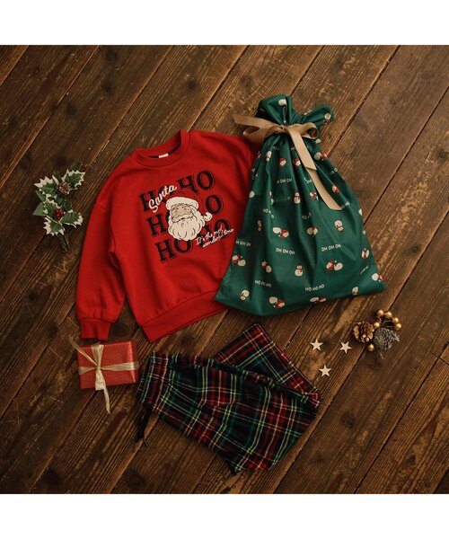 BREEZE（ブリーズ）の「クリスマスギフト巾着 Sサイズ（ラッピングキット・キッズ・レッド/グリーン・SMALL）」の5枚目の写真