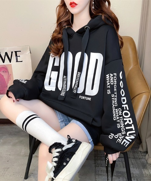 LUV IS TRUE☆韓国☆人気シリーズ☆CH 2-WAY CROP HOOD ZIP UP