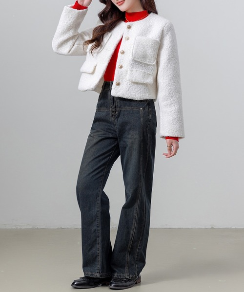   Jeans クロップドジャケット XS ホワイト セール】クロップド丈Gジャン（デニムジャケット）｜INGNI（イング）の