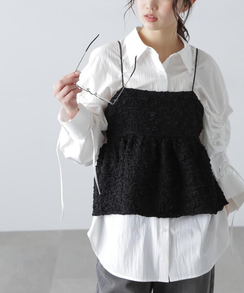 FREE'S MART(フリーズマート)の「◇袖シャーリングオーバーシャツ(シャツ/ブラウス・レディース・ブルー/ホワイト/ブルー系その他/ピンク・FREE)」の6枚目の写真