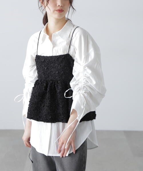 FREE'S MART(フリーズマート)の「◇袖シャーリングオーバーシャツ(シャツ/ブラウス・レディース・ブルー/ホワイト/ブルー系その他/ピンク・FREE)」の10枚目の写真