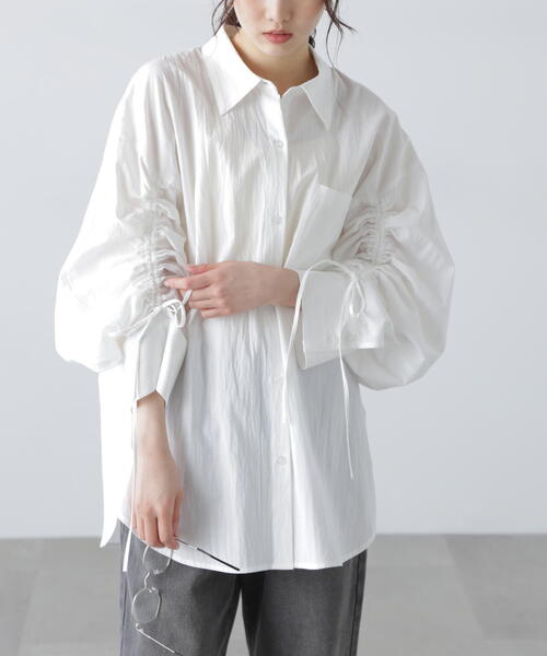 FREE'S MART(フリーズマート)の「◇袖シャーリングオーバーシャツ(シャツ/ブラウス・レディース・ブルー/ホワイト/ブルー系その他/ピンク・FREE)」の11枚目の写真