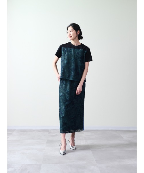 tシャツ フロントボタニカルレーストップス レディース セール】フロントボタニカルレーストップス（Tシャツ/カットソー