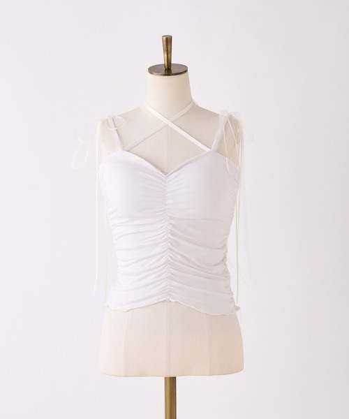 one after another NICE CLAUP（ワンアフターアナザーナイスクラップ）の「シャーリングキャミソール（キャミソール・レディース・ブラック/オフホワイト/ベビーピンク・FREE）」の12枚目の写真