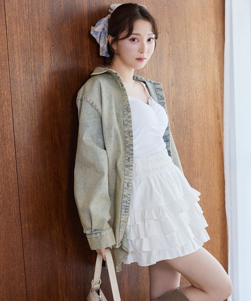 one after another NICE CLAUP（ワンアフターアナザーナイスクラップ）の「シャーリングキャミソール（キャミソール・レディース・ブラック/オフホワイト/ベビーピンク・FREE）」の15枚目の写真