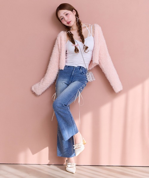 one after another NICE CLAUP（ワンアフターアナザーナイスクラップ）の「シャーリングキャミソール（キャミソール・レディース・ブラック/オフホワイト/ベビーピンク・FREE）」の20枚目の写真