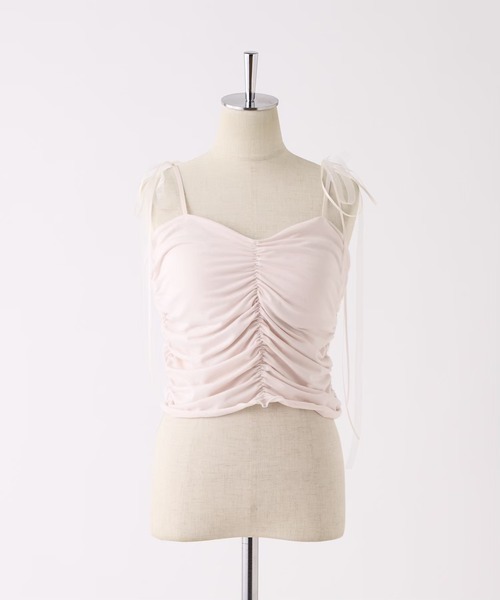 one after another NICE CLAUP（ワンアフターアナザーナイスクラップ）の「シャーリングキャミソール（キャミソール・レディース・ブラック/オフホワイト/ベビーピンク・FREE）」の18枚目の写真