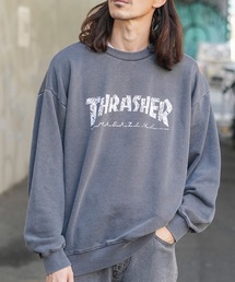 Mag Logo Pigment CREW SWEAT/スラッシャーウォッシュライクプリント柄スウェット