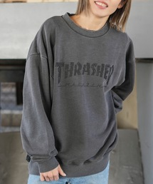 Mag Logo Pigment CREW SWEAT/スラッシャーウォッシュライクプリント柄スウェット