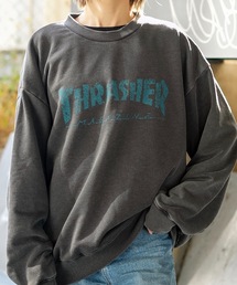 Mag Logo Pigment CREW SWEAT/スラッシャーウォッシュライクプリント柄スウェット