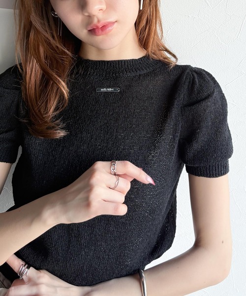 mily bilet(ミウィビレット)の「【mily bilet】着回し力無限大。パフスリーブ2WAYサマーニットカーディガン(カーディガン/ボレロ・レディース・アイボリー/ブラック/グレー/イエロー・MEDIUM/LARGE/SMALL/X-LARGE)」の2枚目の写真