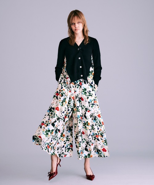 NOISE MAKER（ノイズメーカー）の「ボタニカル柄ガウチョパンツ【made in japan】（その他パンツ・レディース・オフホワイト/ブラック・36/38）」の7枚目の写真