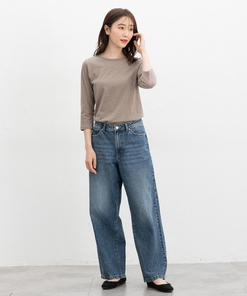 Honeys(ハニーズ)の「【UVカット】7分袖オーガニックT(Tシャツ/カットソー・レディース・スミクロ/ブルー/グリーン/ブラック/ピンク/ネイビー/オフホワイト/オートミール/ブラウン系その他・S/M/LL/L)」の10枚目の写真