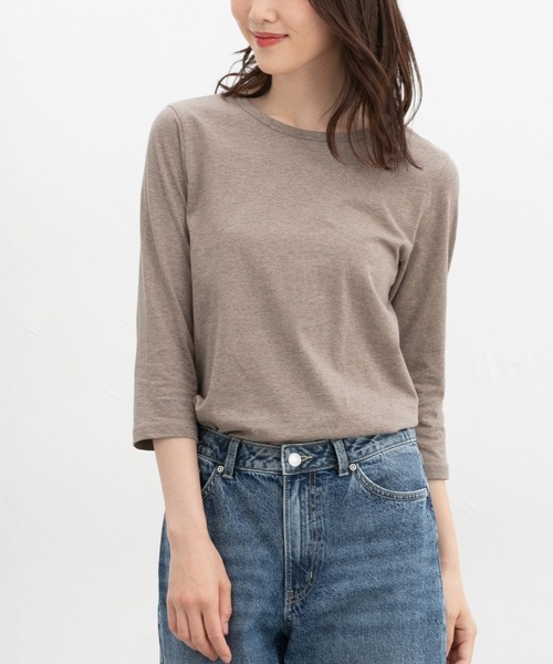 Honeys(ハニーズ)の「【UVカット】7分袖オーガニックT(Tシャツ/カットソー・レディース・スミクロ/ブルー/グリーン/ブラック/ピンク/ネイビー/オフホワイト/オートミール/ブラウン系その他・S/M/LL/L)」の12枚目の写真