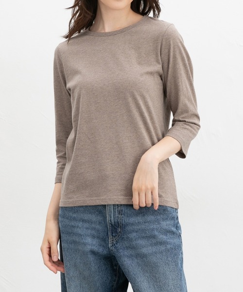 Honeys(ハニーズ)の「【UVカット】7分袖オーガニックT(Tシャツ/カットソー・レディース・スミクロ/ブルー/グリーン/ブラック/ピンク/ネイビー/オフホワイト/オートミール/ブラウン系その他・S/M/LL/L)」の15枚目の写真