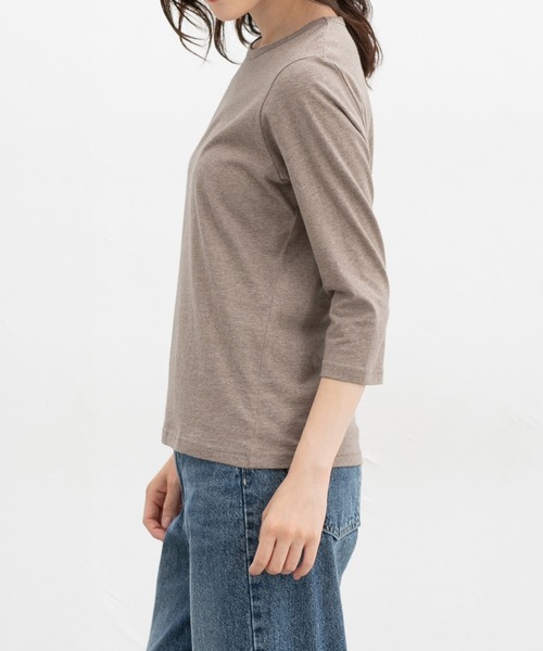 Honeys(ハニーズ)の「【UVカット】7分袖オーガニックT(Tシャツ/カットソー・レディース・スミクロ/ブルー/グリーン/ブラック/ピンク/ネイビー/オフホワイト/オートミール/ブラウン系その他・S/M/LL/L)」の16枚目の写真