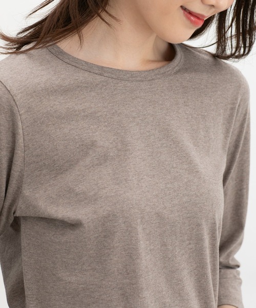 カットソー(長袖/七分) miske Tencel chiffon pullover Tシャツ メンズ 7分袖 七分袖 長袖 ロンT 無地 クルーネック 浅めV