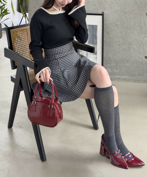 CLEAR BASIC（クリアベーシック）の「バックリボン配色フレアスリーブニットトップス[大人 綺麗目 カジュアル シンプル]≪SS新作≫（ニット/セーター・レディース・アイボリー/ブラック/ブルーグレー・F）」の6枚目の写真