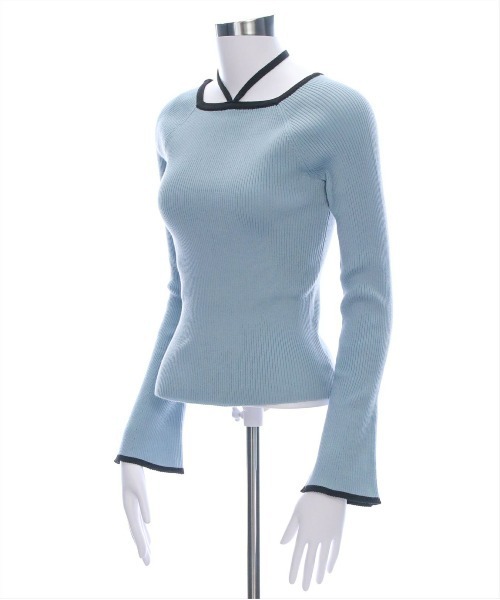 CLEAR BASIC（クリアベーシック）の「バックリボン配色フレアスリーブニットトップス[大人 綺麗目 カジュアル シンプル]≪SS新作≫（ニット/セーター・レディース・アイボリー/ブラック/ブルーグレー・F）」の9枚目の写真