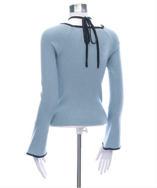 CLEAR BASIC（クリアベーシック）の「バックリボン配色フレアスリーブニットトップス[大人 綺麗目 カジュアル シンプル]≪SS新作≫（ニット/セーター・レディース・アイボリー/ブラック/ブルーグレー・F）」の11枚目の写真