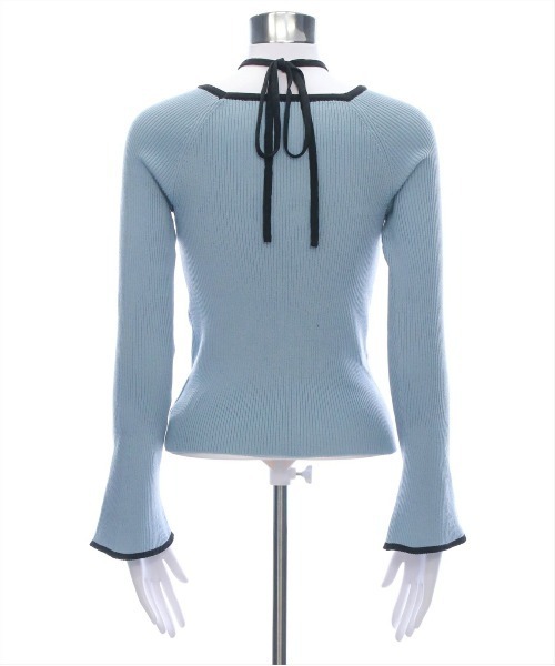 CLEAR BASIC（クリアベーシック）の「バックリボン配色フレアスリーブニットトップス[大人 綺麗目 カジュアル シンプル]≪SS新作≫（ニット/セーター・レディース・アイボリー/ブラック/ブルーグレー・F）」の12枚目の写真