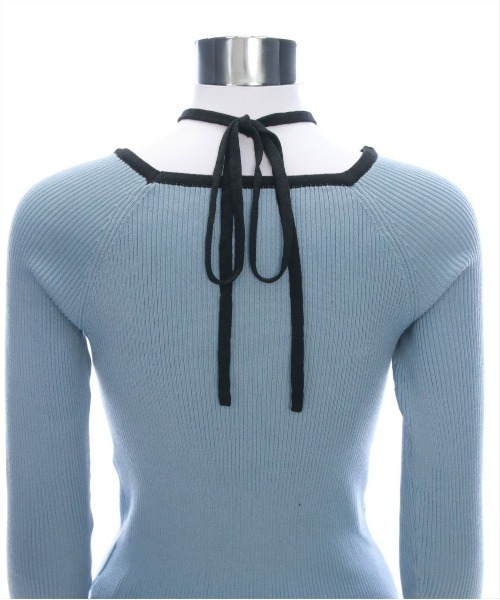 CLEAR BASIC（クリアベーシック）の「バックリボン配色フレアスリーブニットトップス[大人 綺麗目 カジュアル シンプル]≪SS新作≫（ニット/セーター・レディース・アイボリー/ブラック/ブルーグレー・F）」の13枚目の写真