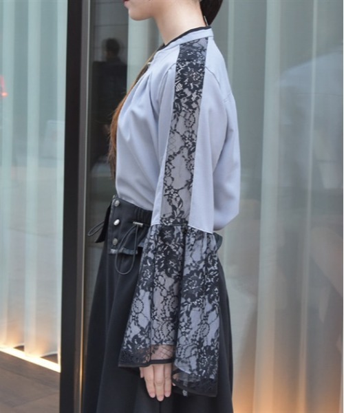 axes femme（アクシーズファム）の「レースフレア袖ブラウス（シャツ/ブラウス・レディース・ブルーグレー/ブラック/キナリ・FREE）」の5枚目の写真