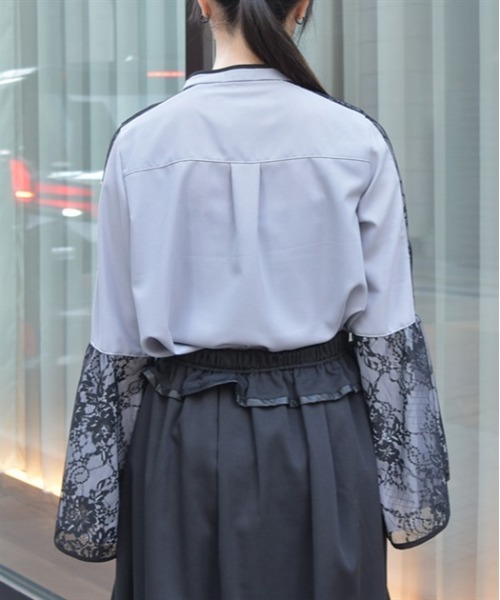 axes femme（アクシーズファム）の「レースフレア袖ブラウス（シャツ/ブラウス・レディース・ブルーグレー/ブラック/キナリ・FREE）」の6枚目の写真
