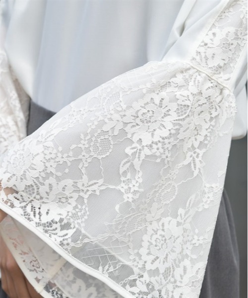 axes femme（アクシーズファム）の「レースフレア袖ブラウス（シャツ/ブラウス・レディース・ブルーグレー/ブラック/キナリ・FREE）」の8枚目の写真