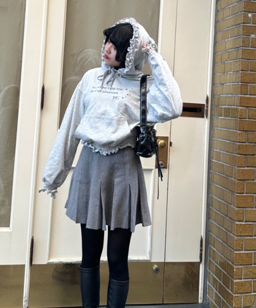 nemne store（ネンネストア）の「【seoup】フリルギャザーフーディ（パーカー・レディース・ホワイト系/杢グレー・SMALL/MEDIUM）」の9枚目の写真