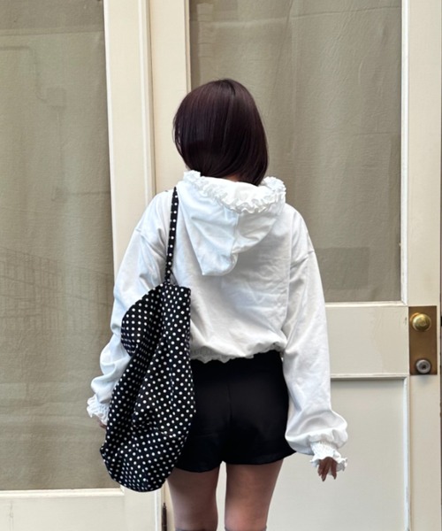 nemne store（ネンネストア）の「【seoup】フリルギャザーフーディ（パーカー・レディース・ホワイト系/杢グレー・SMALL/MEDIUM）」の7枚目の写真