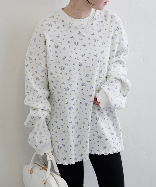 U by SPICK&SPAN（ユーバイスピックアンドスパン）の「《追加2》ワッフルオーバートップス（Tシャツ/カットソー・レディース・ブルー/マルチ・FREE）」の2枚目の写真