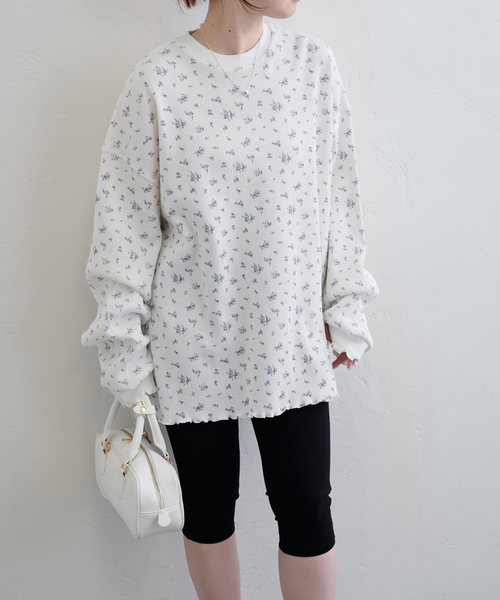 U by SPICK&SPAN（ユーバイスピックアンドスパン）の「《追加2》ワッフルオーバートップス（Tシャツ/カットソー・レディース・ブルー/マルチ・FREE）」の3枚目の写真