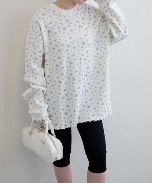 U by SPICK&SPAN（ユーバイスピックアンドスパン）の「《追加2》ワッフルオーバートップス（Tシャツ/カットソー・レディース・ブルー/マルチ・FREE）」の5枚目の写真
