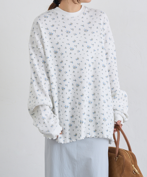 U by SPICK&SPAN（ユーバイスピックアンドスパン）の「《追加2》ワッフルオーバートップス（Tシャツ/カットソー・レディース・ブルー/マルチ・FREE）」の14枚目の写真