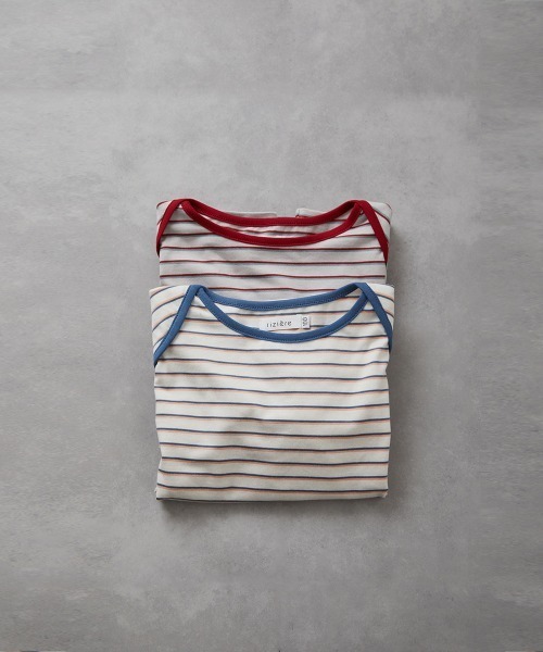 riziere（リジェール）の「配色パイピングマルチボーダープルオーバー（Tシャツ/カットソー・キッズ・ライトグレー/アイボリー・120/110/100/150/140/130/90）」の6枚目の写真
