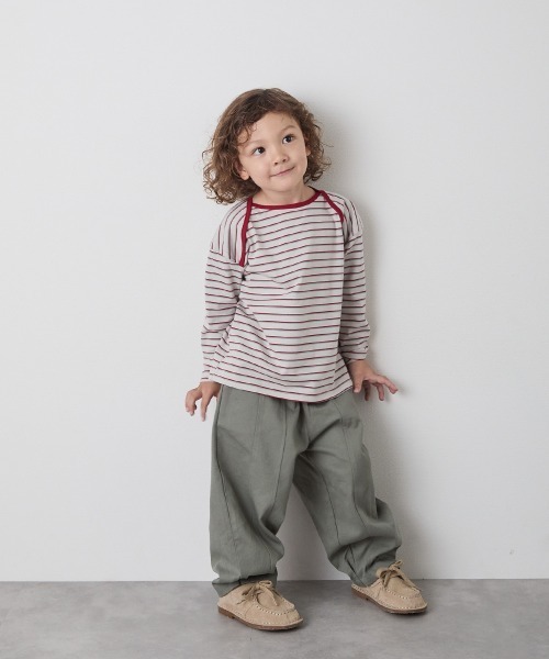 riziere（リジェール）の「配色パイピングマルチボーダープルオーバー（Tシャツ/カットソー・キッズ・ライトグレー/アイボリー・120/110/100/150/140/130/90）」の9枚目の写真